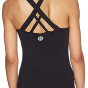 Square‑Neck Longline Racerback Tank Top with Bulit-in Bra & Removable Molded Pads
