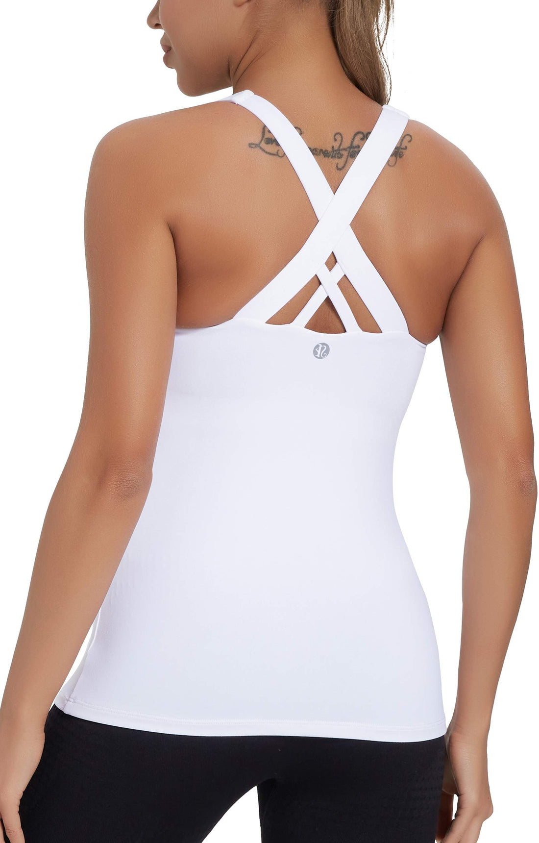 Square‑Neck Longline Racerback Tank Top with Bulit-in Bra & Removable Molded Pads