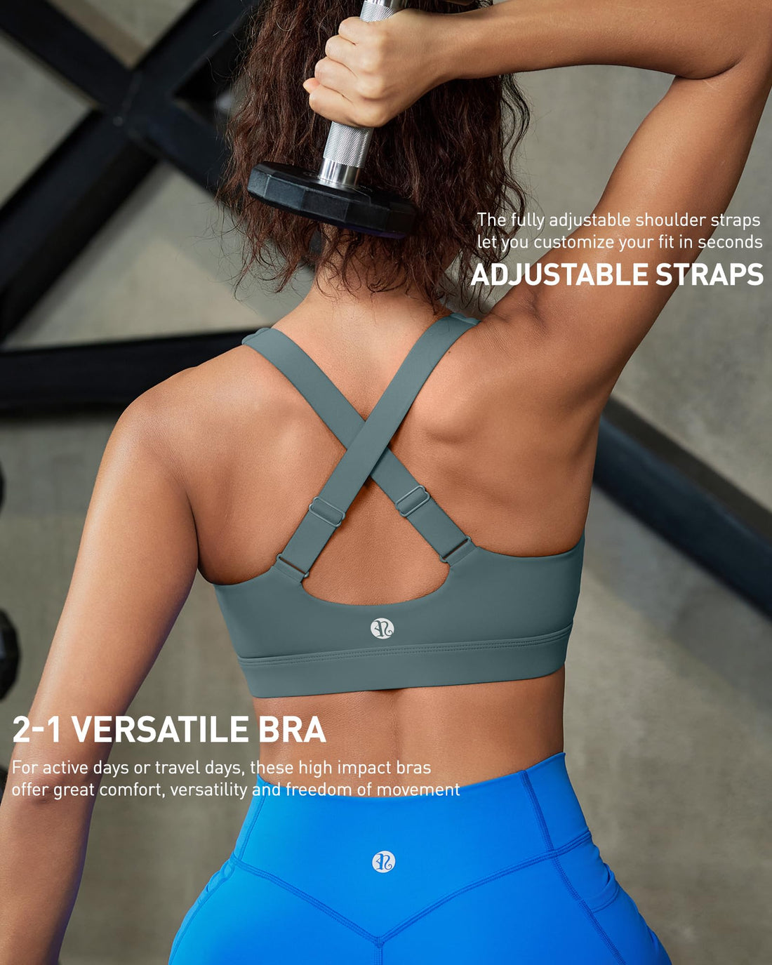 High Impact Sports Bra for Women, Adjustable Straps High Support Workout Bra