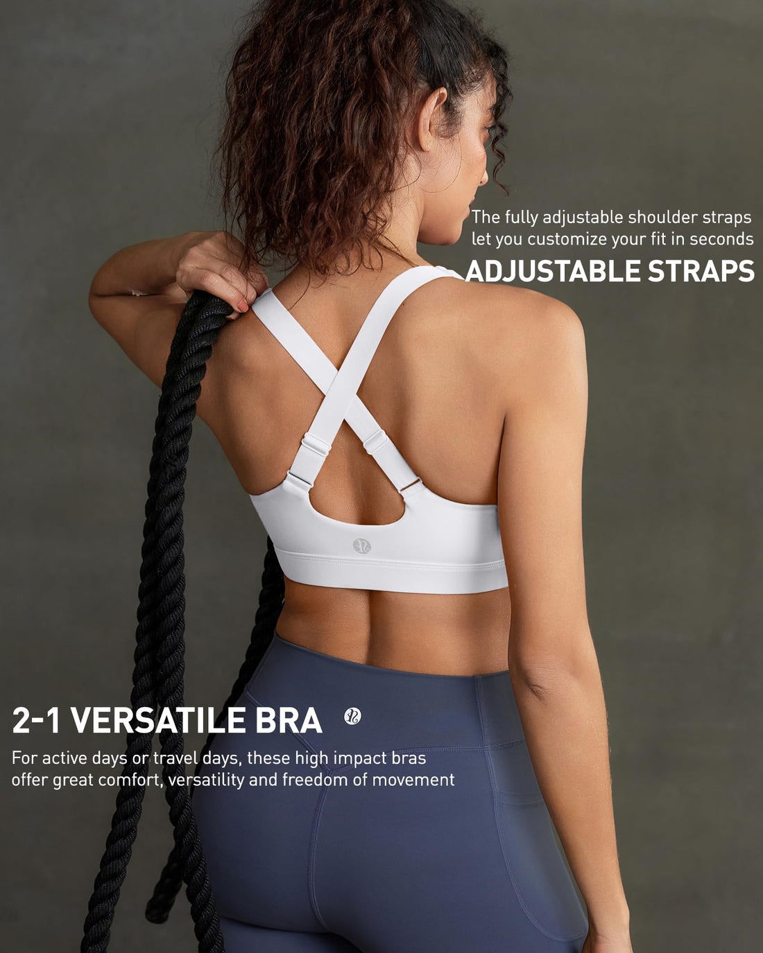 High Impact Sports Bra for Women, Adjustable Straps High Support Workout Bra