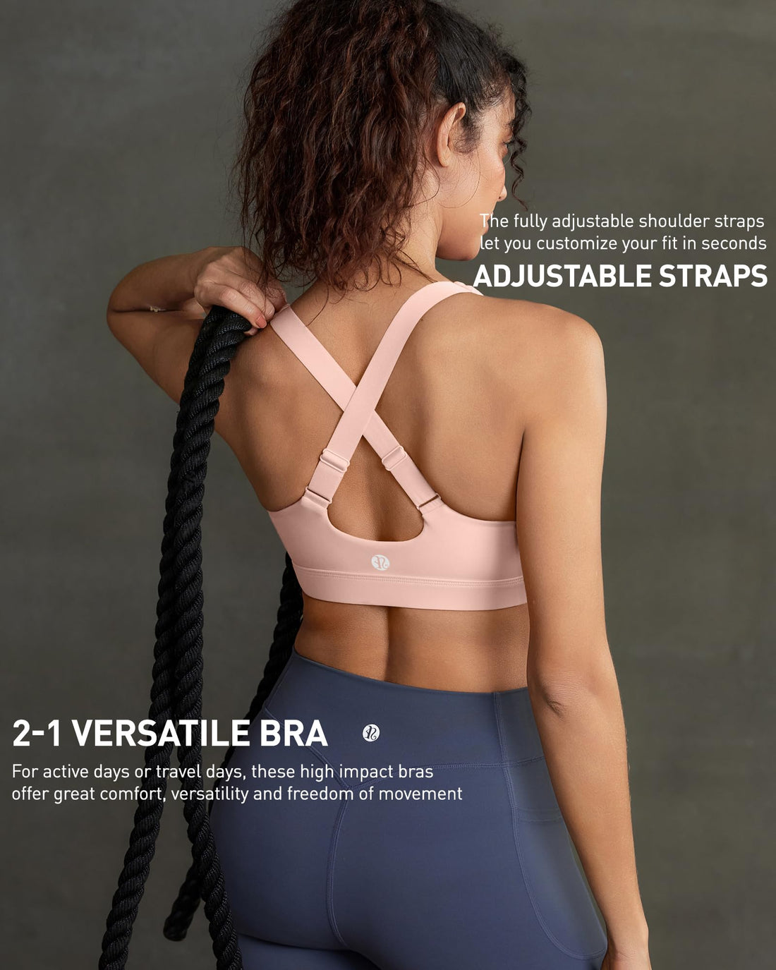 High Impact Sports Bra for Women, Adjustable Straps High Support Workout Bra