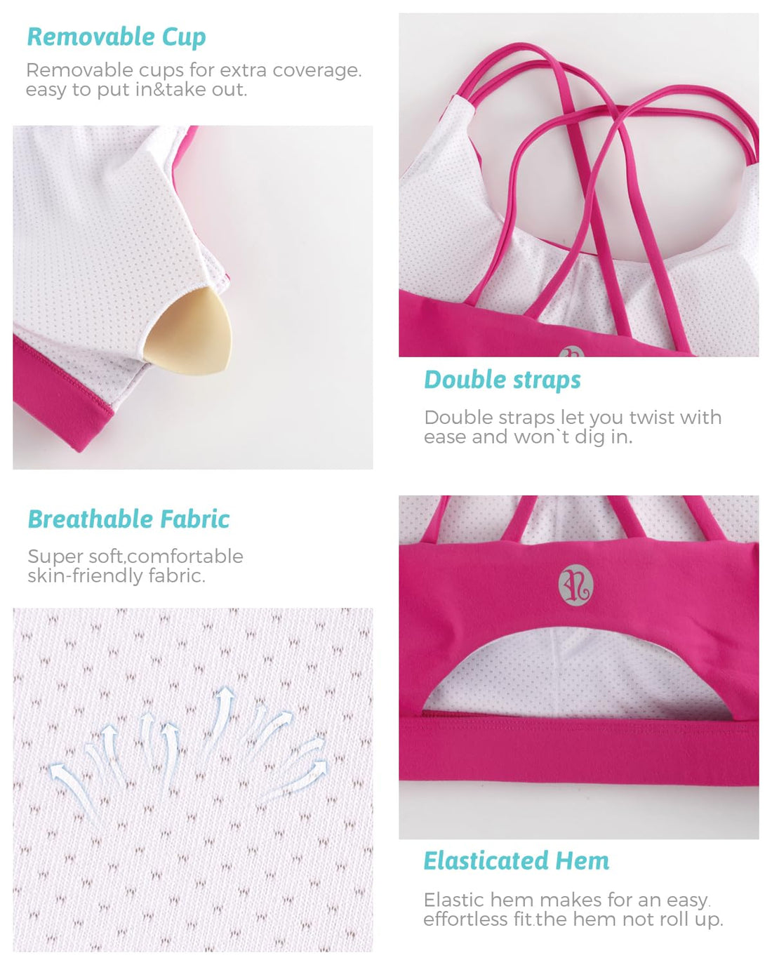 RUNNING GIRL® Medium-Support Crisscross Sports Bra | Removable Cups & Anti-Roll Elastic Hem