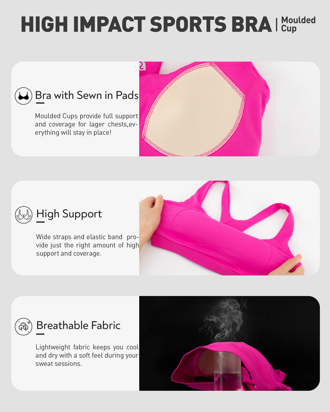 Cutout Racerback High Impact Sports Bra for Running & Gym with Molded Cups