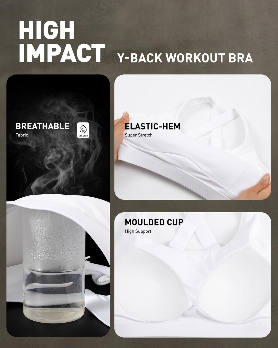 High Impact Sports Bra for Women, Adjustable Straps High Support Workout Bra