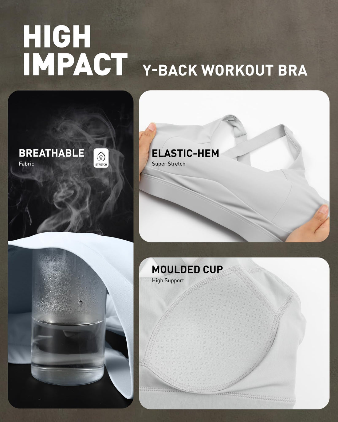 High Impact Sports Bra for Women, Adjustable Straps High Support Workout Bra