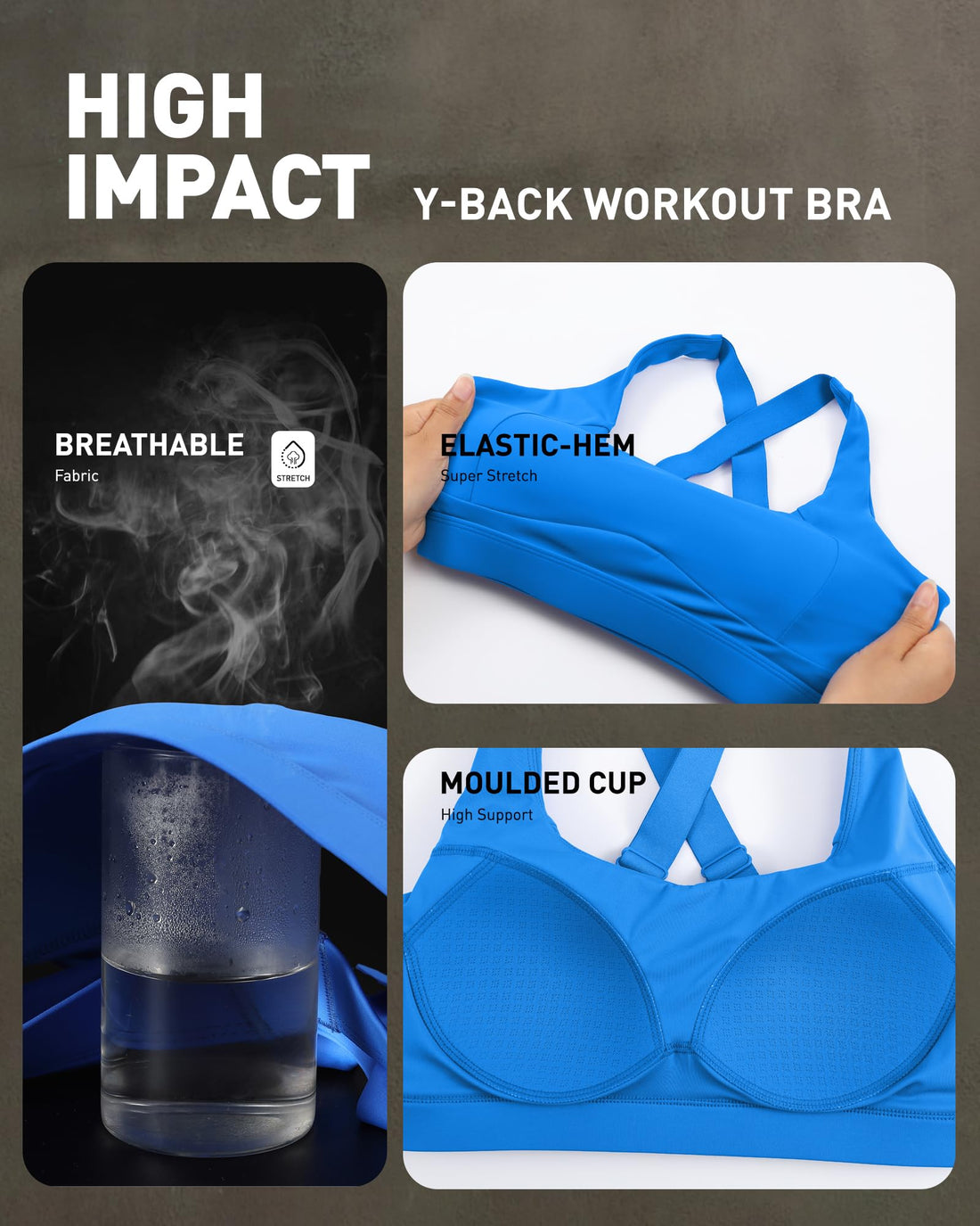 High Impact Sports Bra for Women, Adjustable Straps High Support Workout Bra