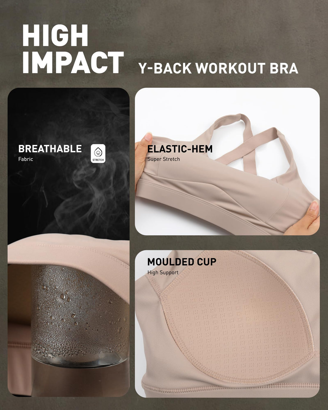 High Impact Sports Bra for Women, Adjustable Straps High Support Workout Bra