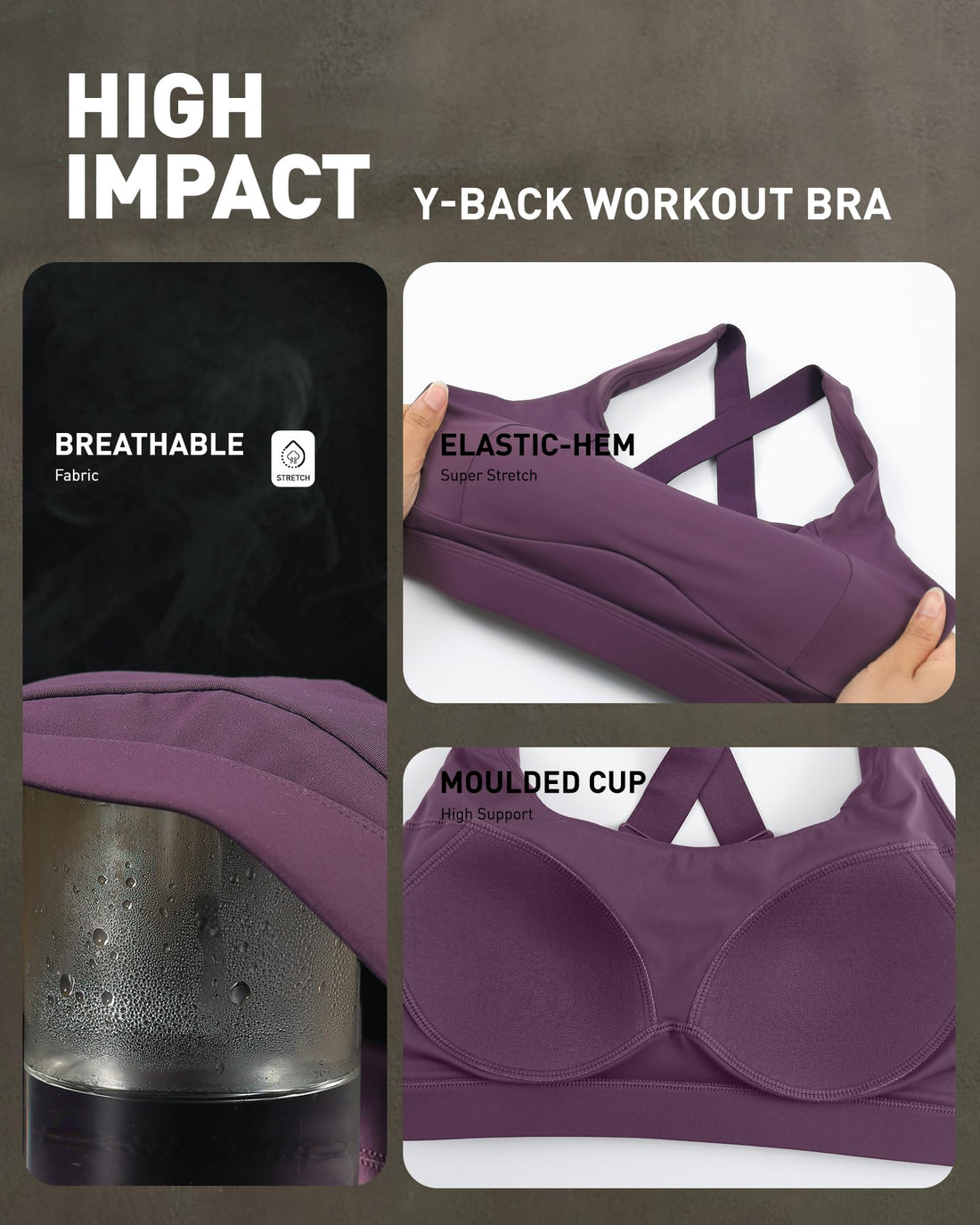 High Impact Sports Bra for Women, Adjustable Straps High Support Workout Bra