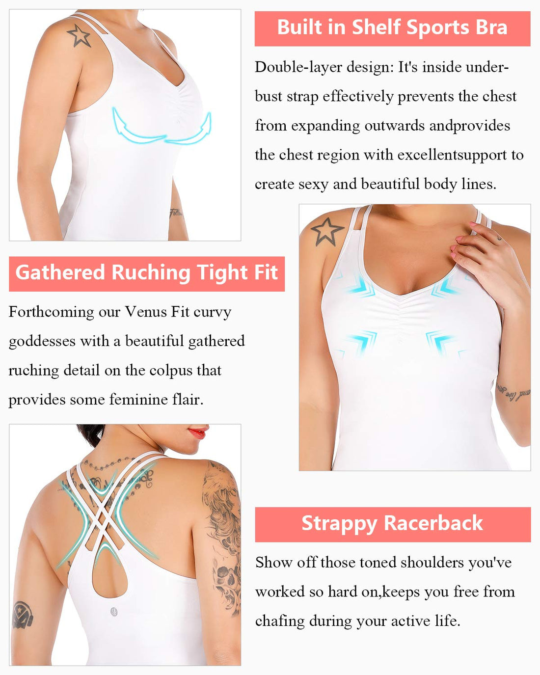 RUNNING GIRL® Sculpt Strappy Yoga Tank Top | Built-in Shelf Bra with Light Support