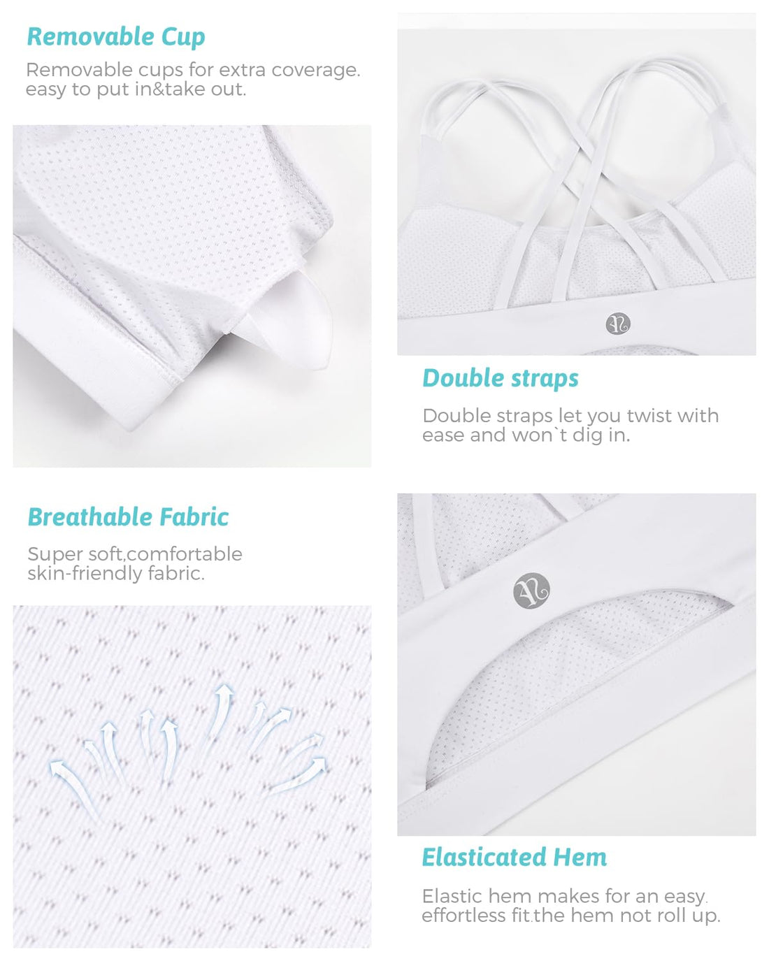 RUNNING GIRL® Medium-Support Crisscross Sports Bra | Removable Cups & Anti-Roll Elastic Hem
