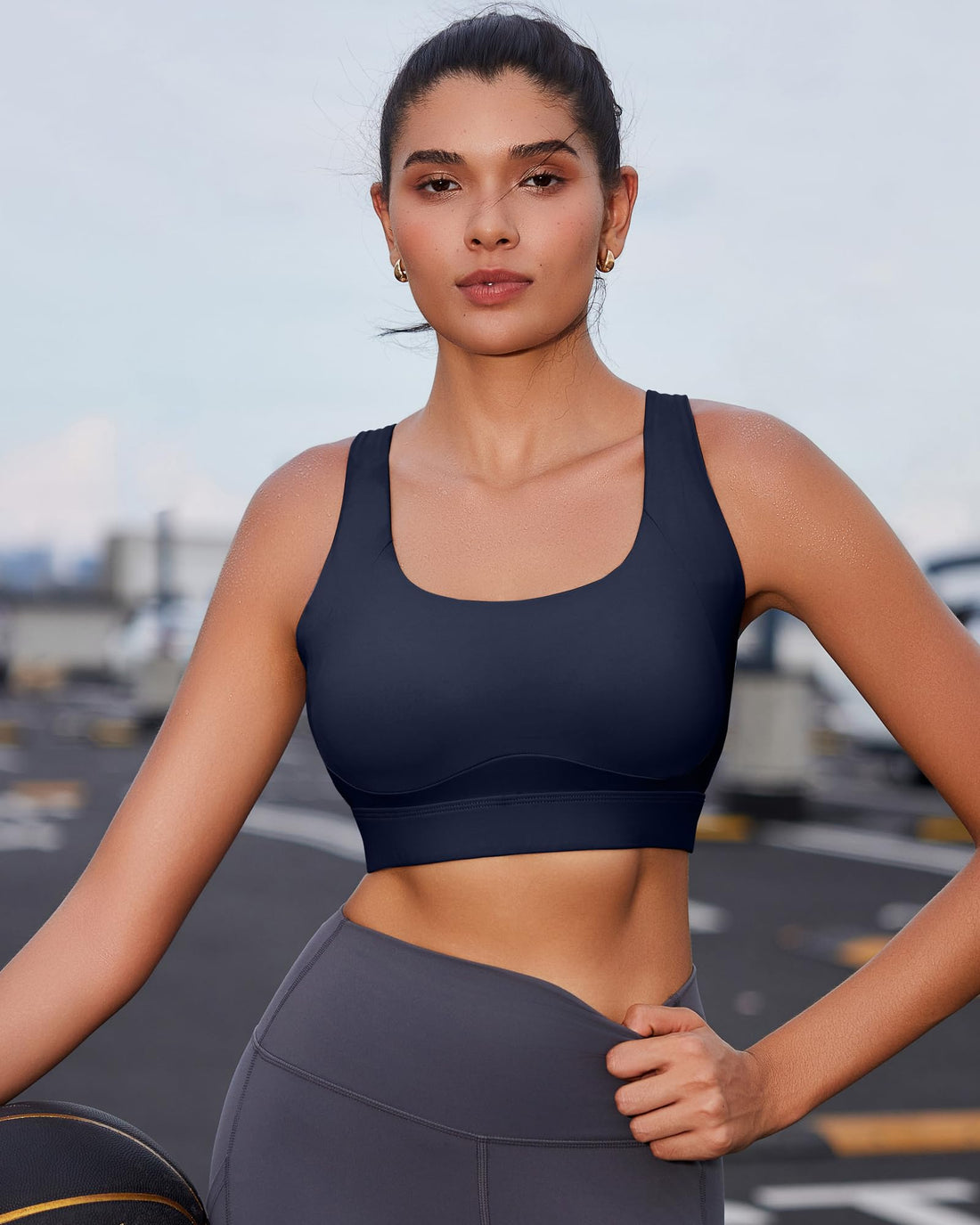 Plus Size Full‑Coverage High Impact Sports Bra, Wirefree Bounce Control Running Bra