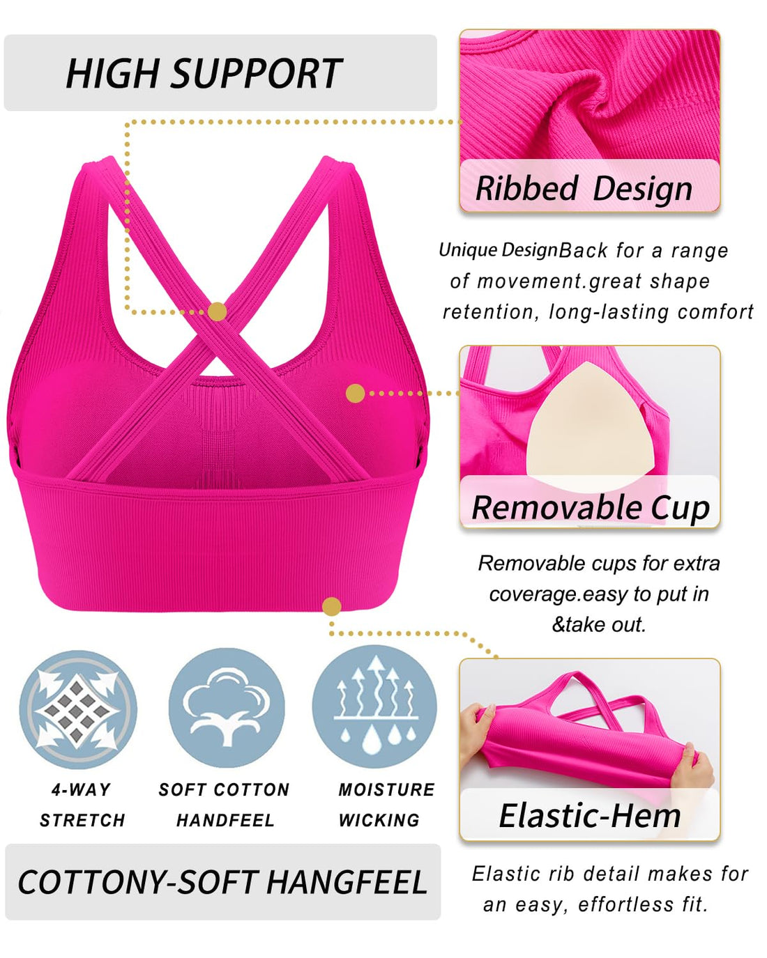 RUNNING GIRL® High-Impact Sculpting Sports Bra | Fixed Moulded Cups & Versatile Racerback Design