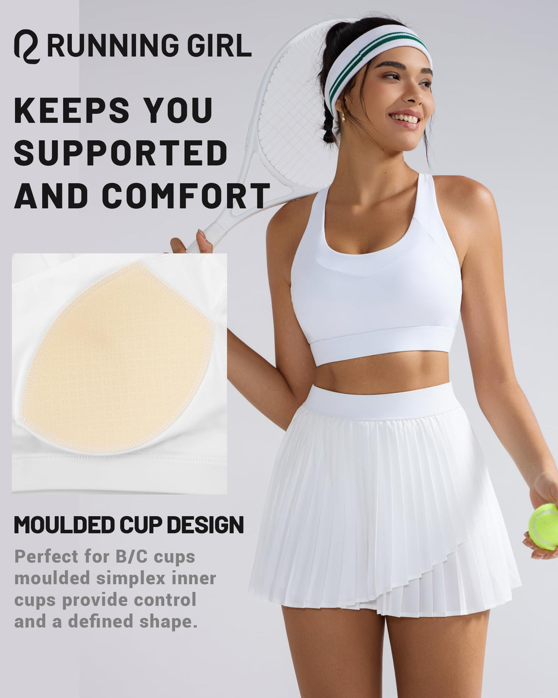 RUNNING GIRL® Medium-High Support Crisscross Back 2-1 Versatile Sports Bra