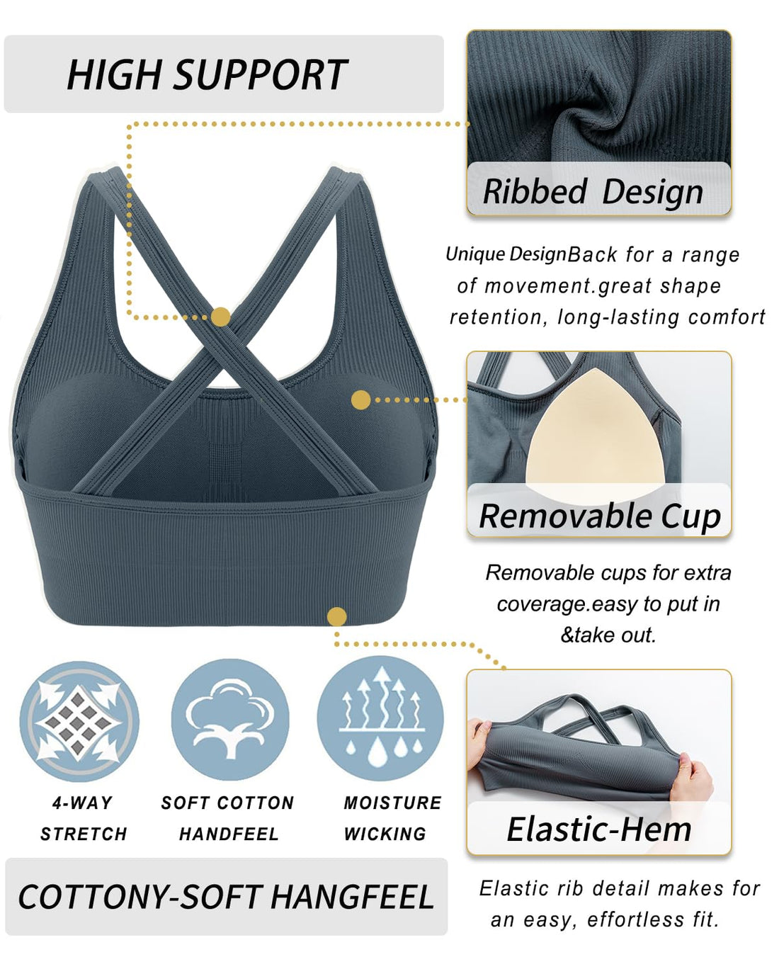 RUNNING GIRL® High-Impact Sculpting Sports Bra | Fixed Moulded Cups & Versatile Racerback Design