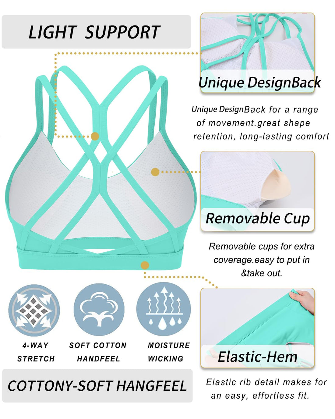 RUNNING GIRL® Sexy Crisscross Yoga Bra | Thin Breathable Strappy Back Sports Bra