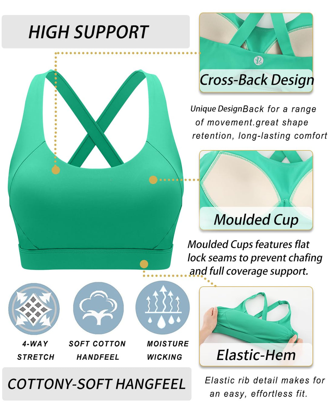 RUNNING GIRL® High-Impact Back-Support Sports Bra | Fixed Molded Cups