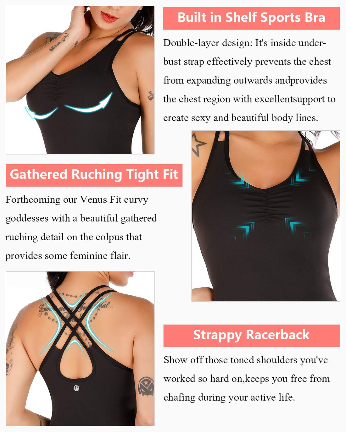 RUNNING GIRL® Sculpt Strappy Yoga Tank Top | Built-in Shelf Bra with Light Support