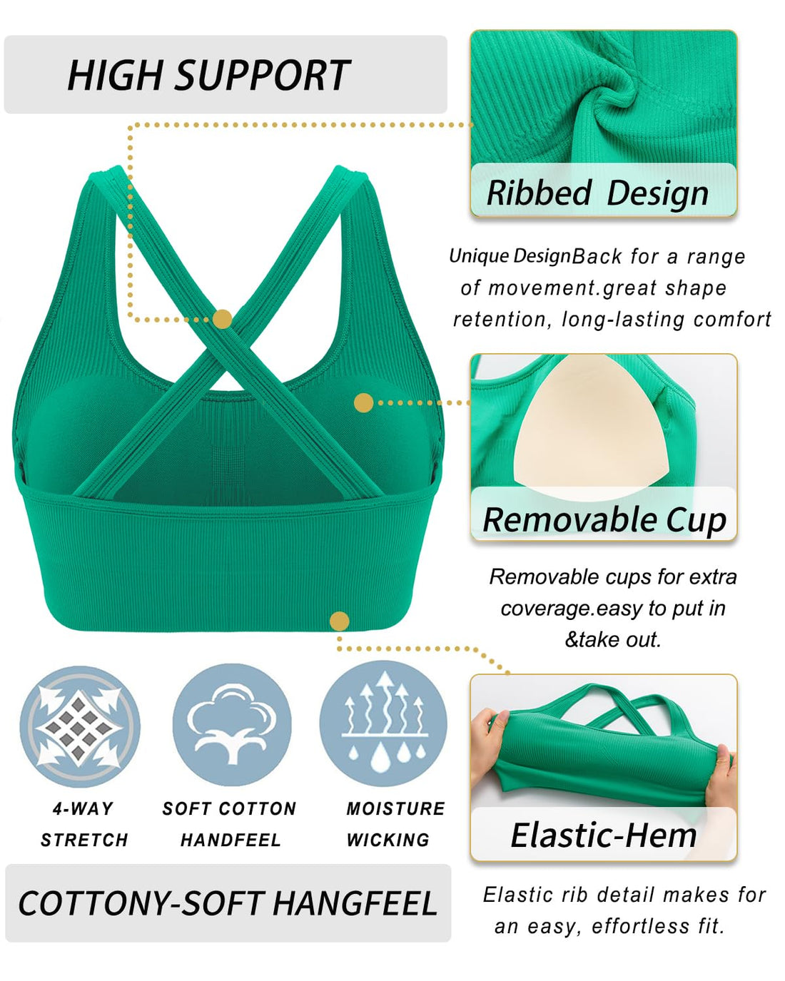 RUNNING GIRL® High-Impact Sculpting Sports Bra | Fixed Moulded Cups & Versatile Racerback Design