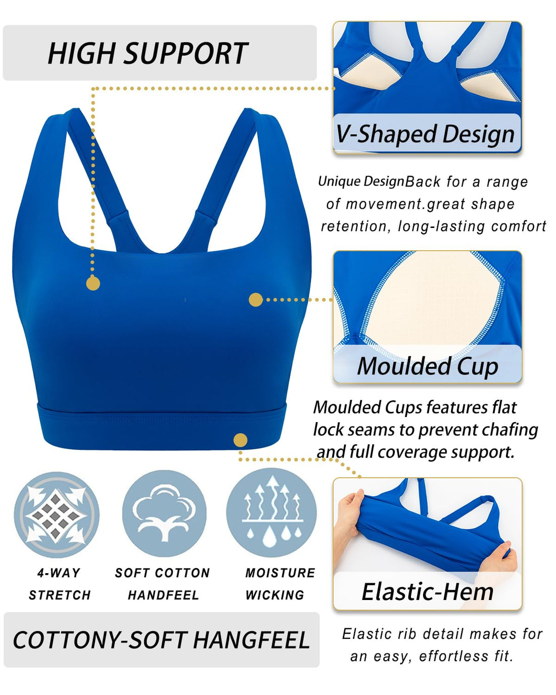 RUNNING GIRL® High-Impact Crisscross Back Sports Bra with Removable Pads