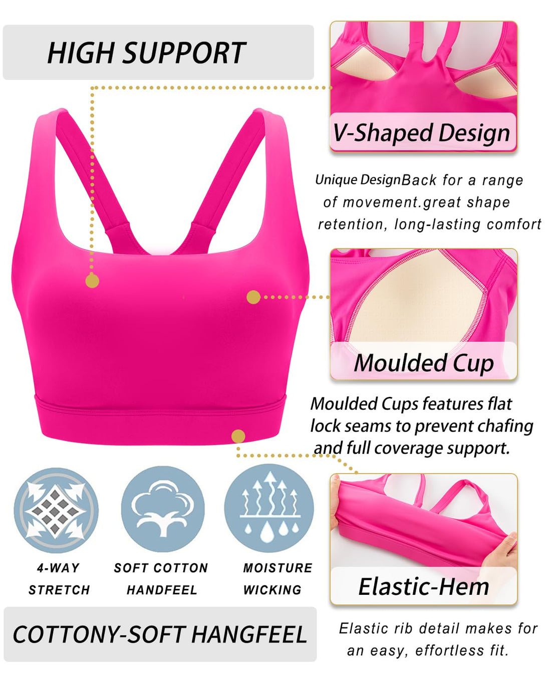 RUNNING GIRL® High-Impact Crisscross Back Sports Bra with Removable Pads