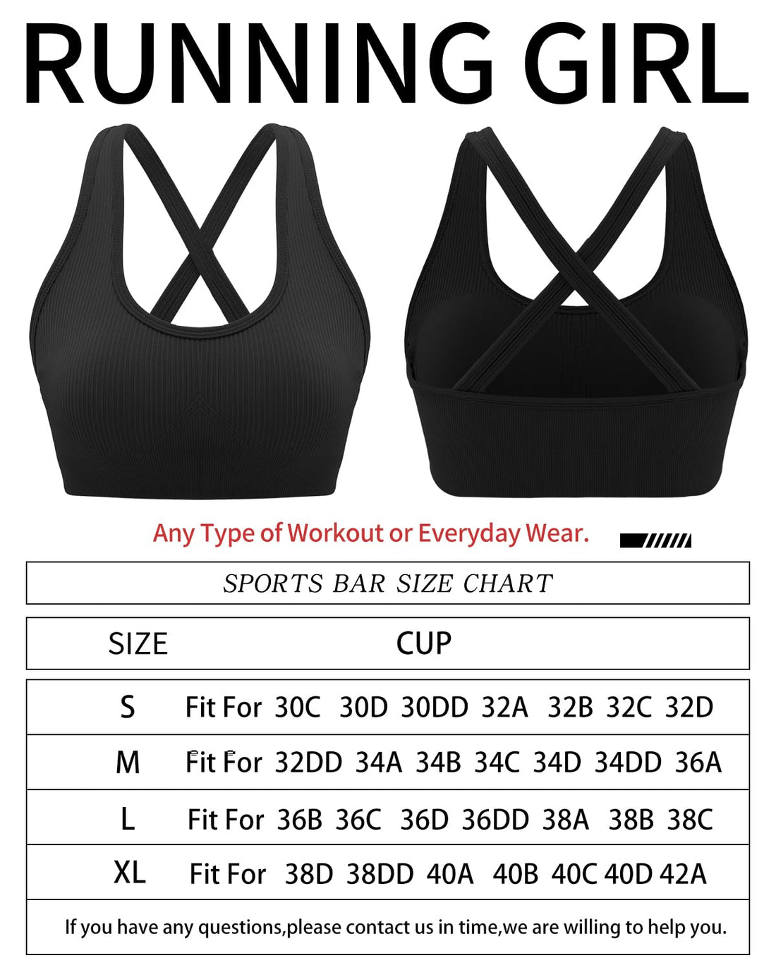 RUNNING GIRL® High-Impact Sculpting Sports Bra | Fixed Moulded Cups & Versatile Racerback Design
