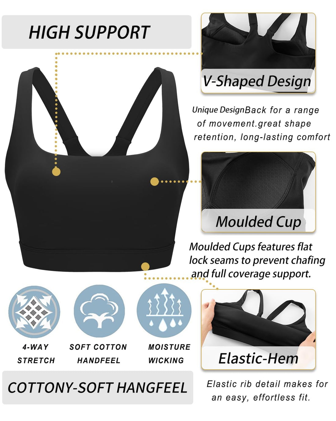 RUNNING GIRL® High-Impact Crisscross Back Sports Bra with Removable Pads