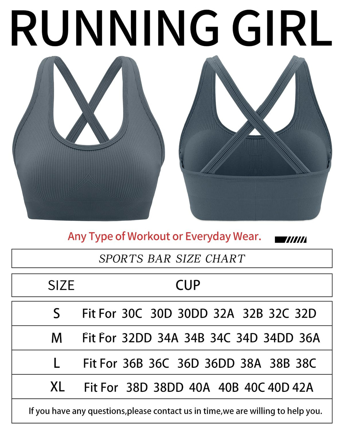 RUNNING GIRL® High-Impact Sculpting Sports Bra | Fixed Moulded Cups & Versatile Racerback Design