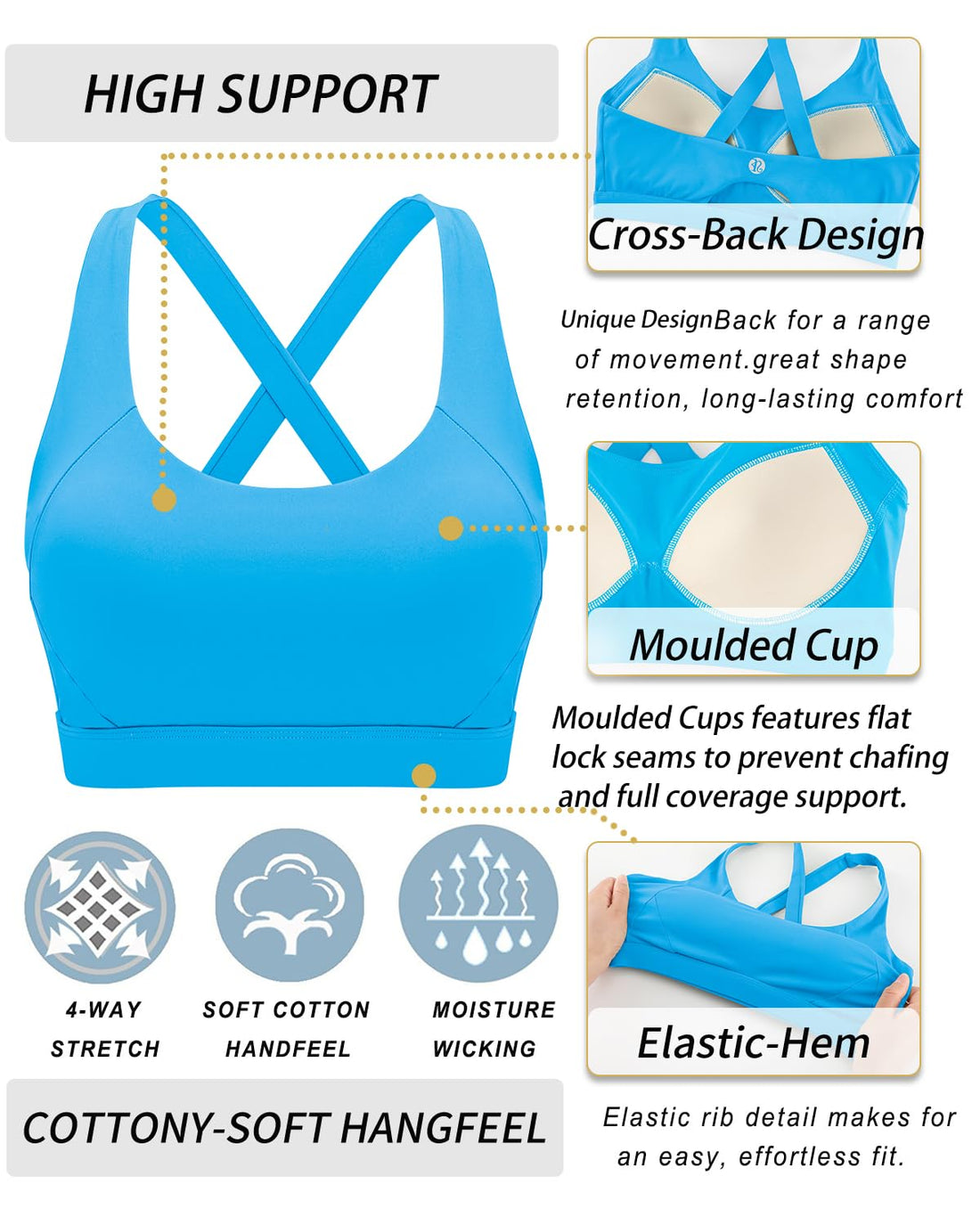 RUNNING GIRL® High-Impact Back-Support Sports Bra | Fixed Molded Cups