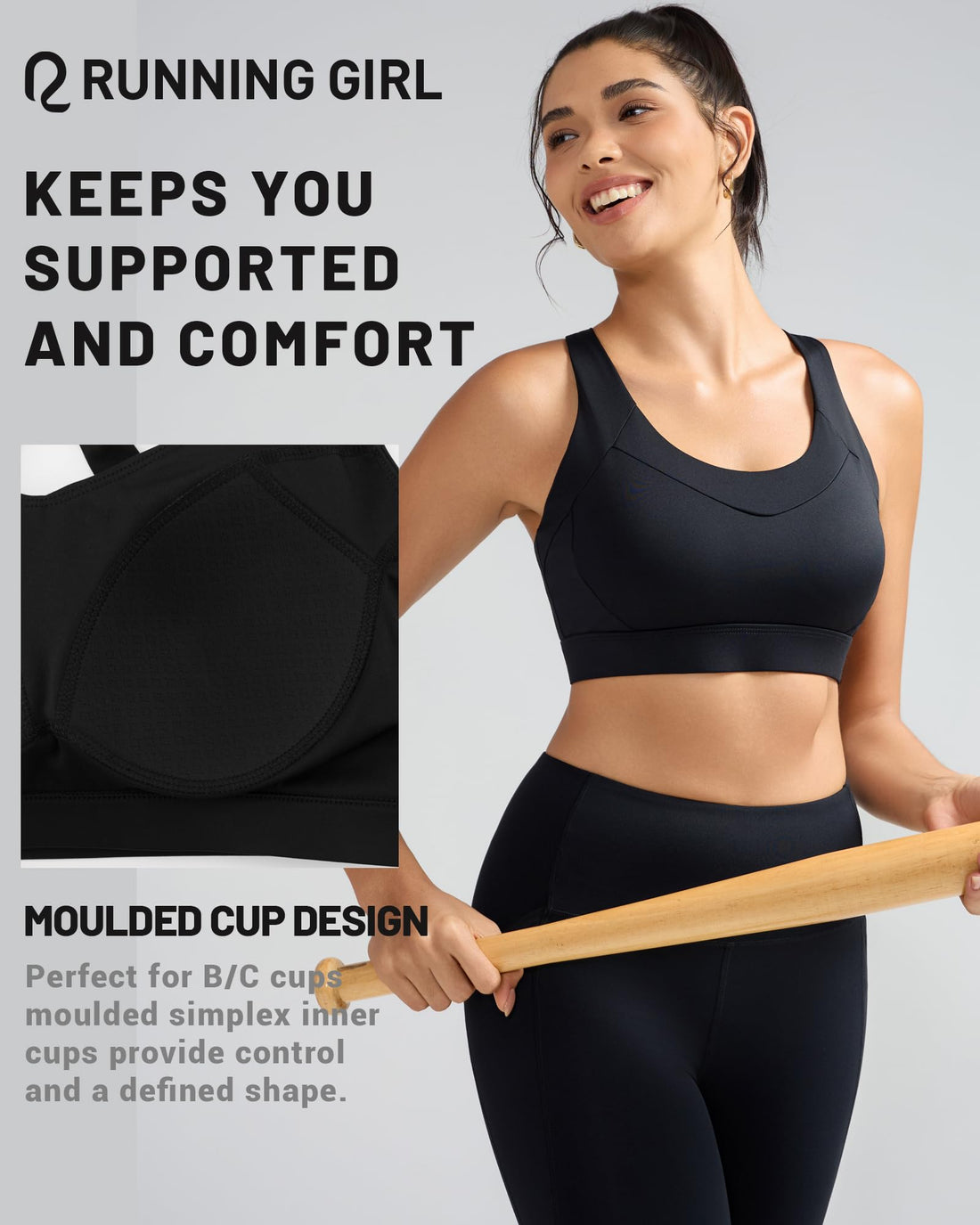 RUNNING GIRL® Medium-High Support Crisscross Back 2-1 Versatile Sports Bra