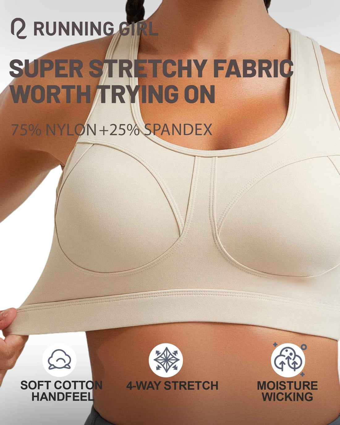 RUNNING GIRL® High-Impact Racerback Sports Bra | Molded Cup High Support Bra for Women