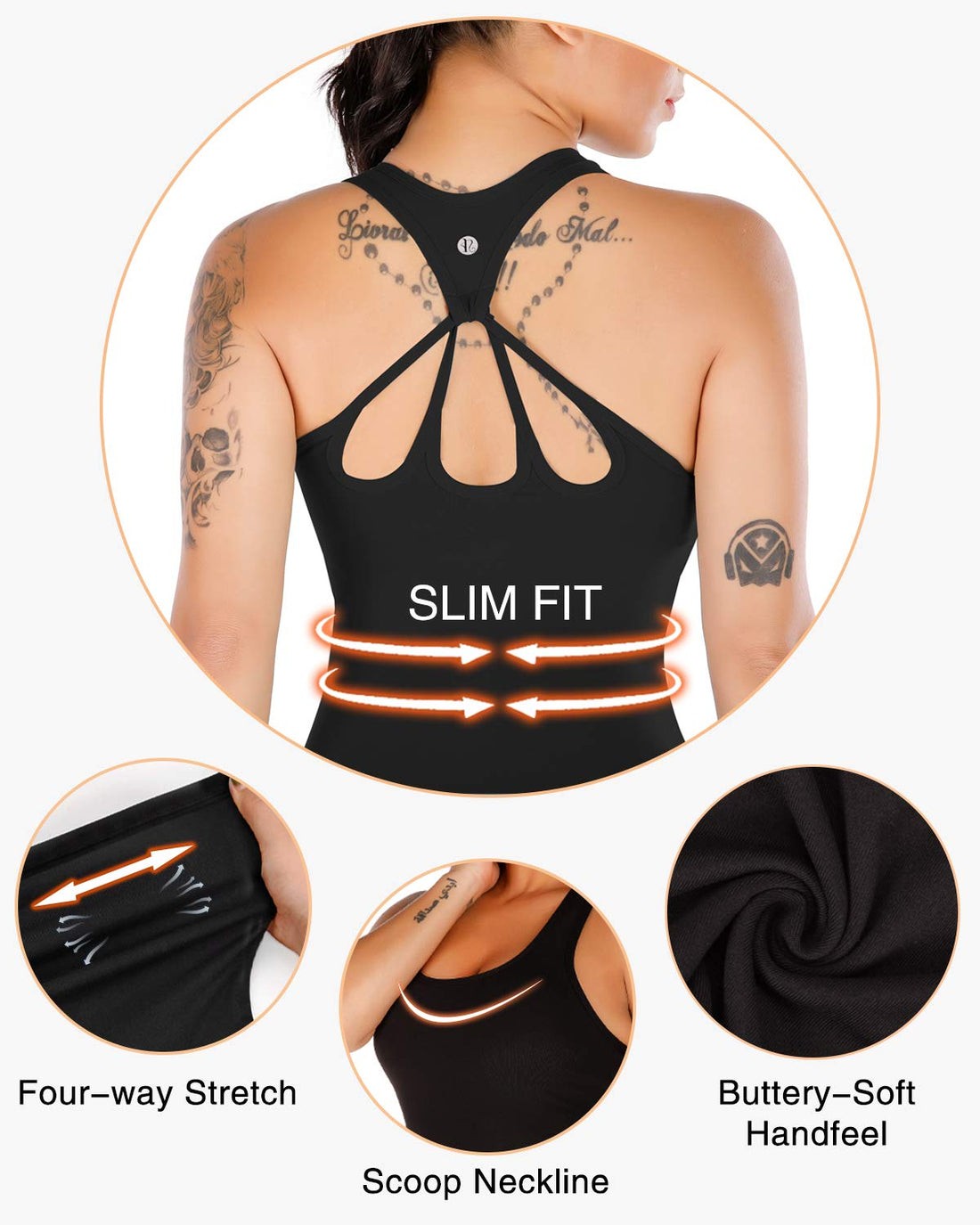 RUNNING GIRL® 2-in-1 Wide-Strap Racerback Tank Top | Built-in Bra Yoga Cami