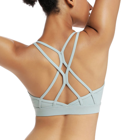 RUNNING GIRL® Essence Sculpt Light Support Yoga Bra, a sports bra with a sleek design and supportive fit for active yoga sessions.