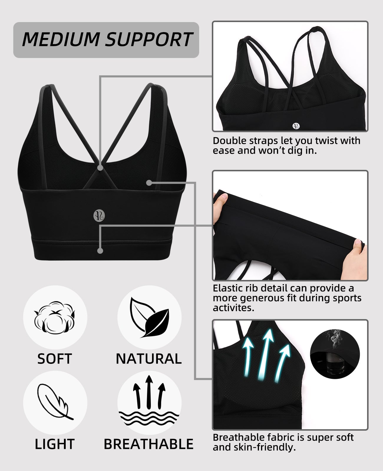 Crisscross Strappy Sports Bra